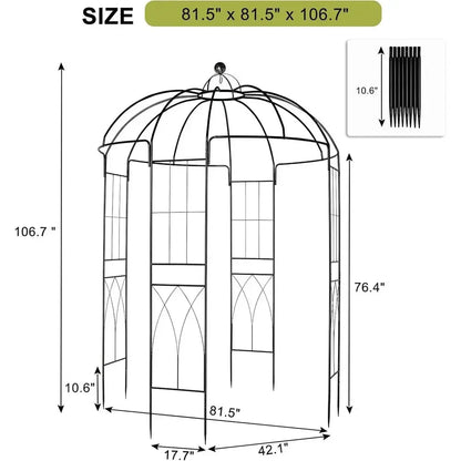 Sturdy Metal Garden Arch Arbor, Pavilion Trellis, Birdcage Gazebo