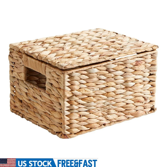 Handmade Woven Basket with Lid
