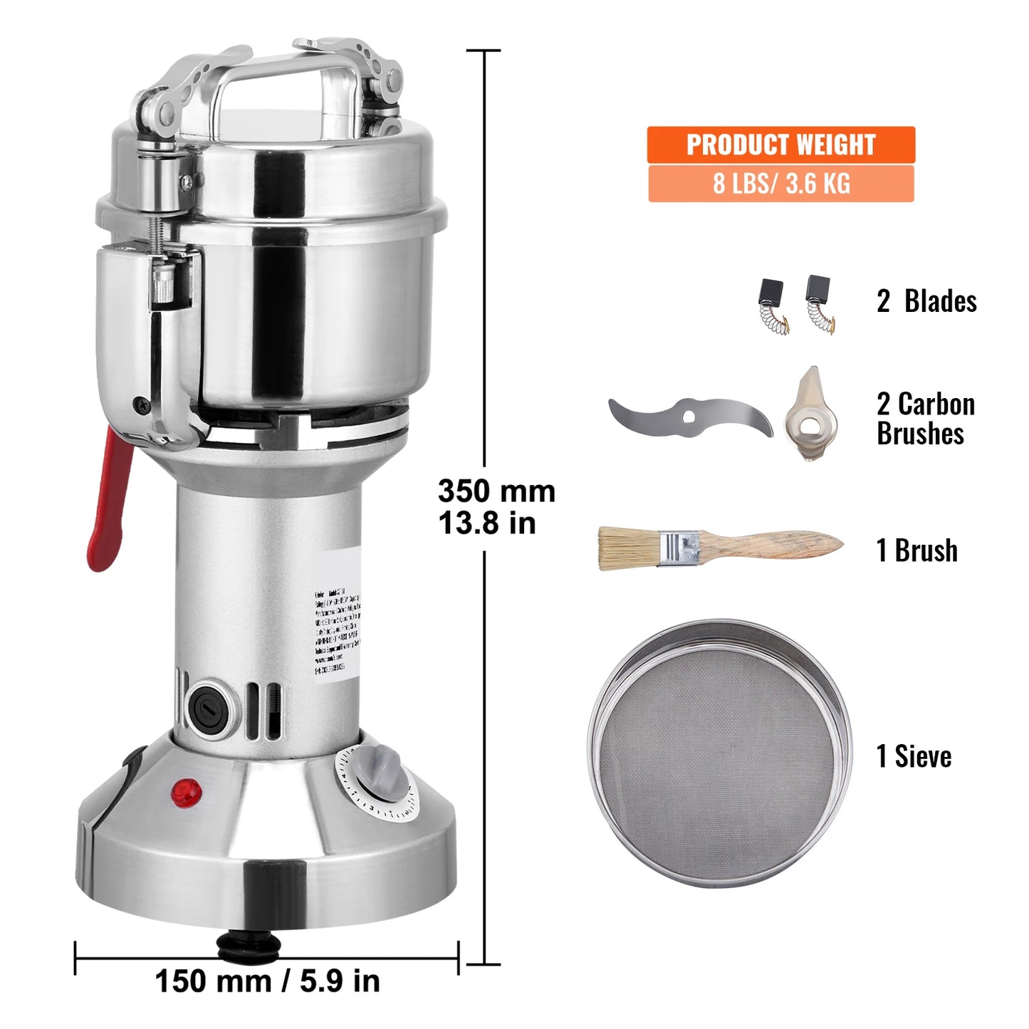 150-2500g Electric Mill Grinder for Spices, Coffee and Corn