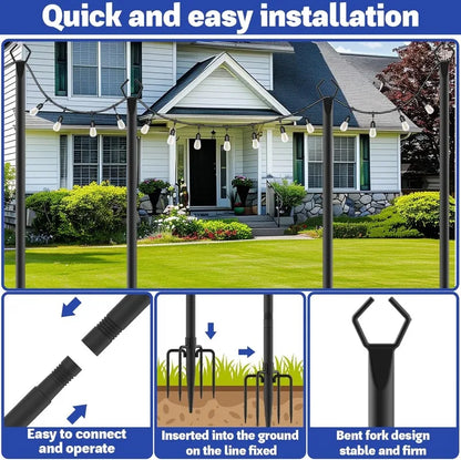 6 Pack Heavy Duty Metal String Light Poles