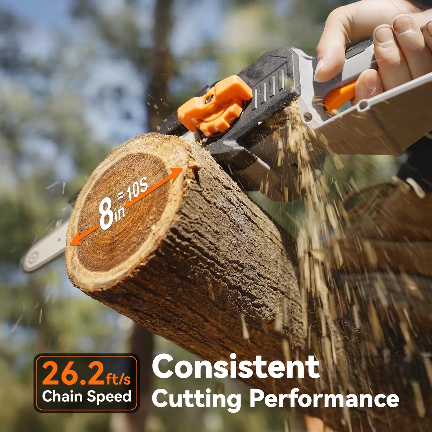8" Extendable Pruning Chainsaw with 15Ft Pole and Two 4000mAh Batteries