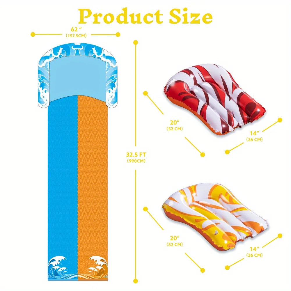 32.5ft Mega Inflatable Water Slide with Racing Lanes
