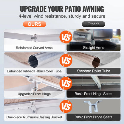 Manual Retractable Awning with Size Options
