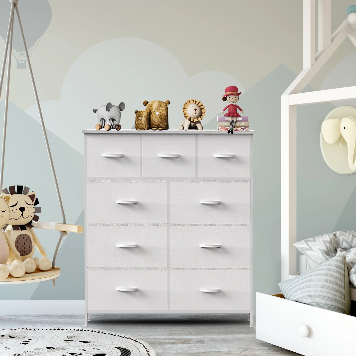 Dresser with 9 Fabric Drawers