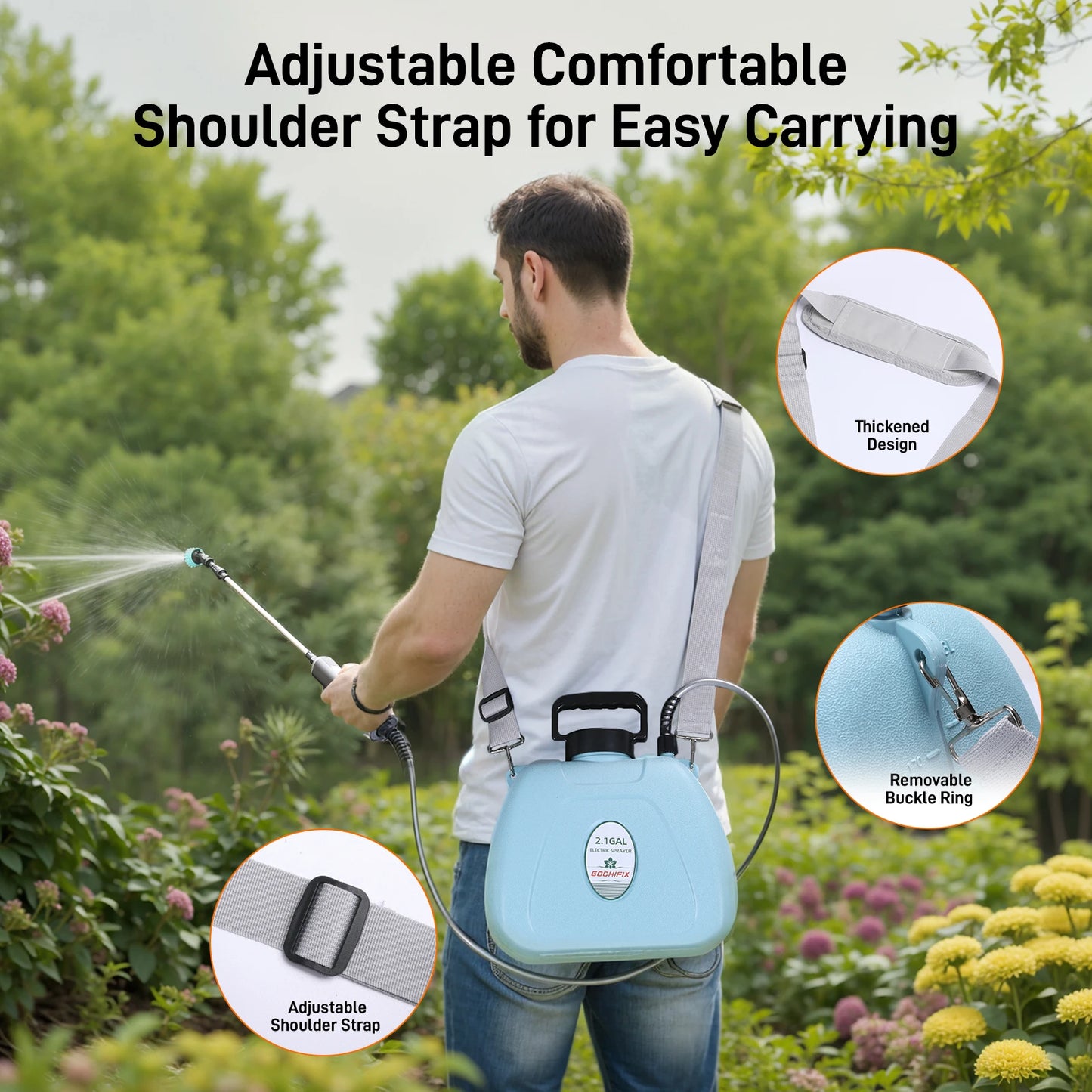 2.1 Gallon Electric Garden Sprayer with Adjustable Shoulder Strap
