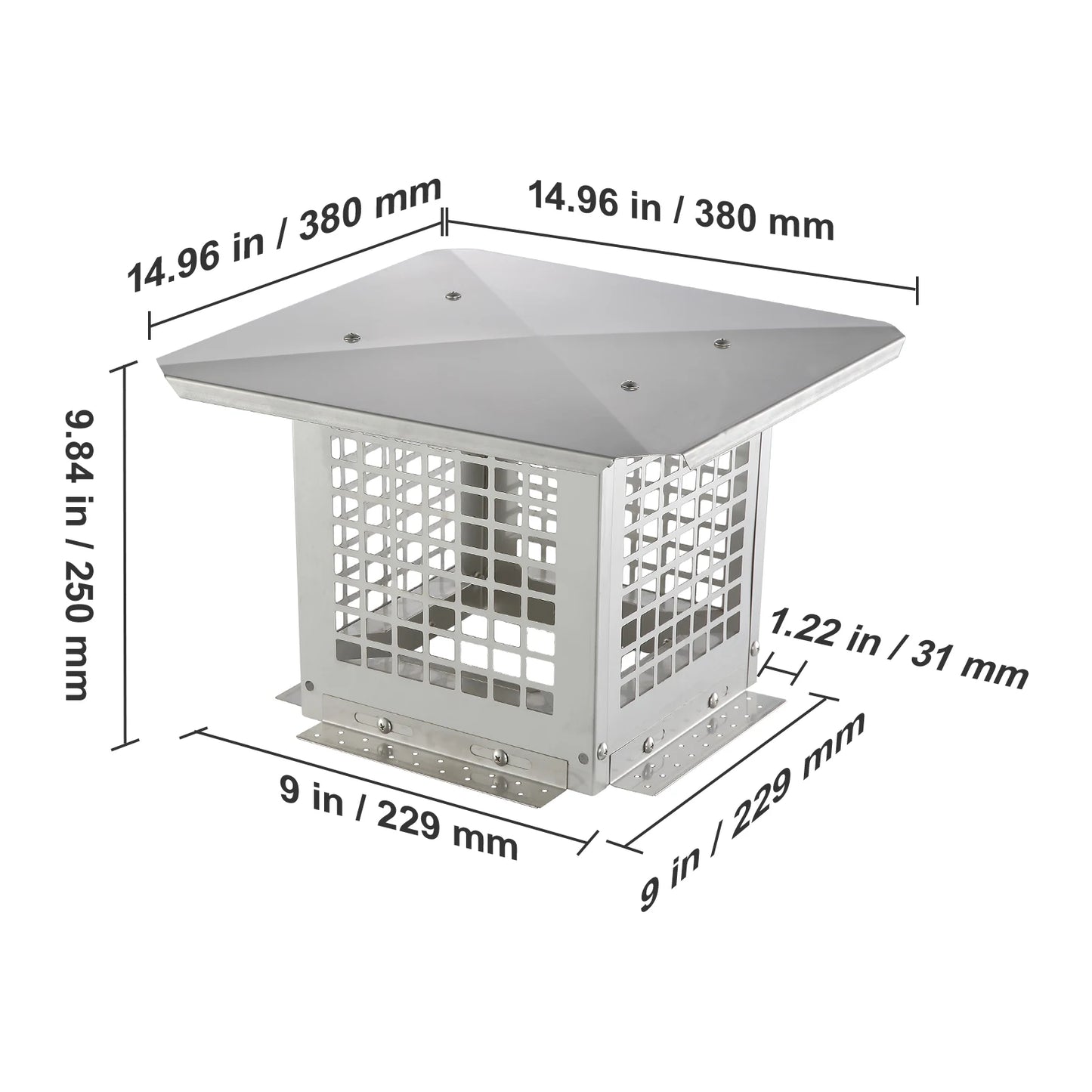 Silver Chimney Cap comes in 4 Sizes.