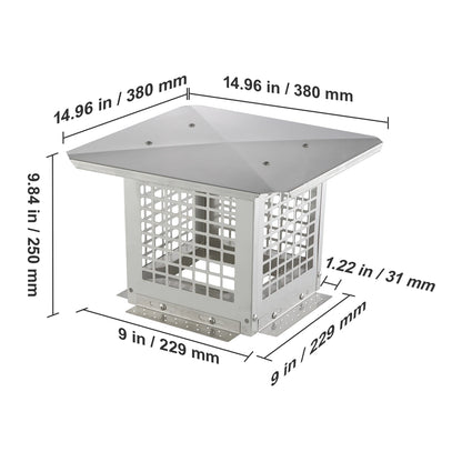 Silver Chimney Cap comes in 4 Sizes.