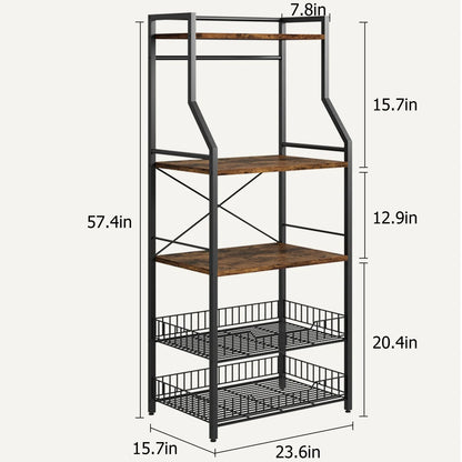 Bakers Rack with Large Wire Basket