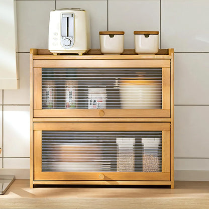 2-Tier Bamboo Kitchen Storage Cabinet