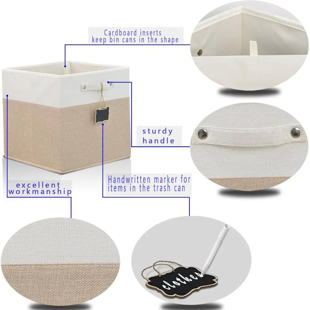 Large Fabric Linen Storage Bins 【4-pack】
