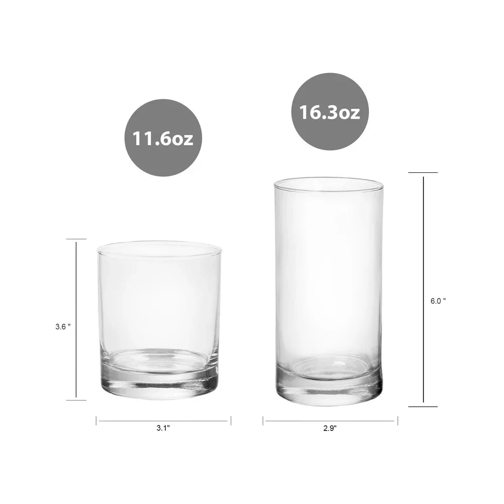 12 Piece Clear Drinkware Set Cooler Glasses