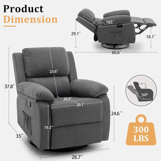 Recliner Chair, 360 Swivel Rocker Chair