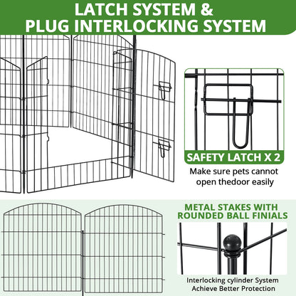 No Dig Decorative Garden Fence with Gate 32in (H) x 24ft (L), 9 Panels + 1 Gate +11 Stakes,