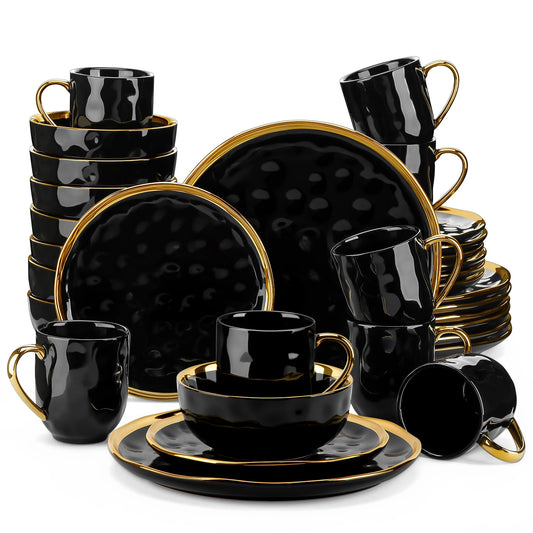 Black Porcelain Dinnerware Sets of 16pc or 32pcs