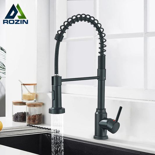 Flexible Kitchen Faucet Pull Down Spring Swivel Stream Sprayer