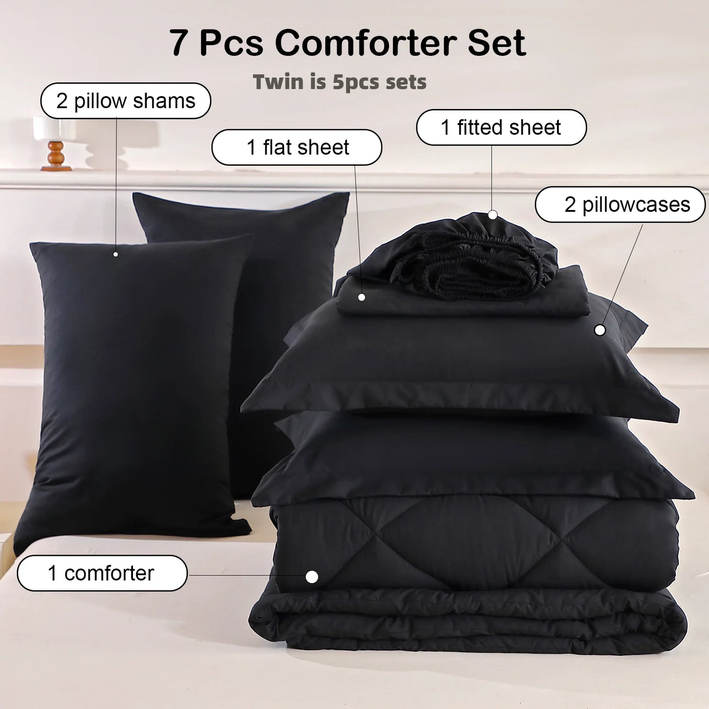 5pcs/7pcs Twin Full Queen King Bedding Sets