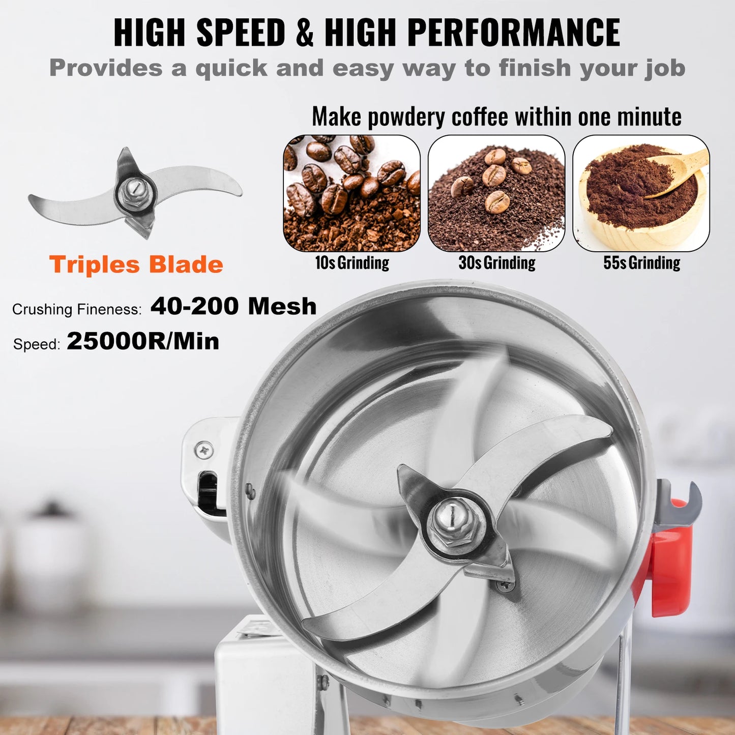 150-2500g Electric Mill Grinder for Spices, Coffee and Corn