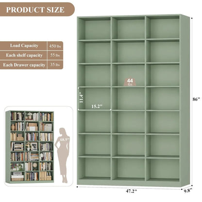 86" H Triple Wide Bookcase