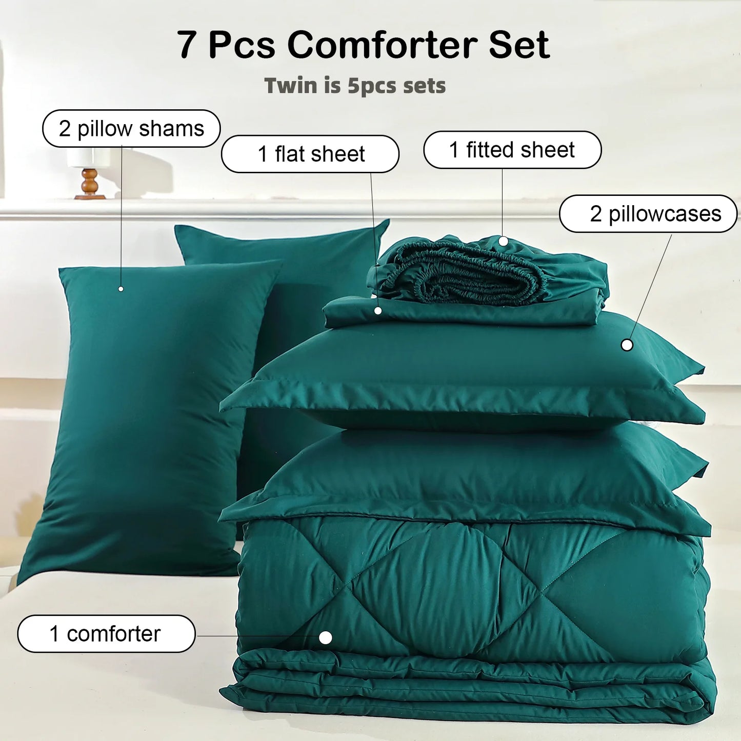 5pcs/7pcs Twin Full Queen King Bedding Sets
