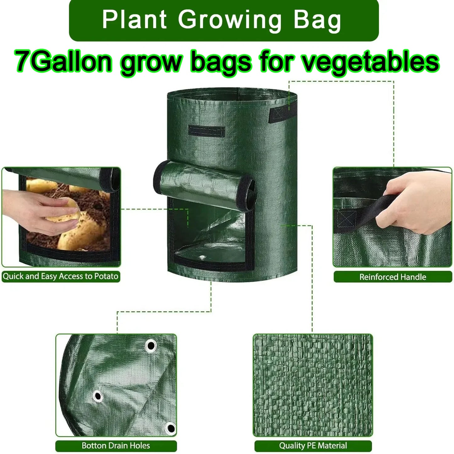 7 Gallon Grow Bags for Vegetables Plants with Handles