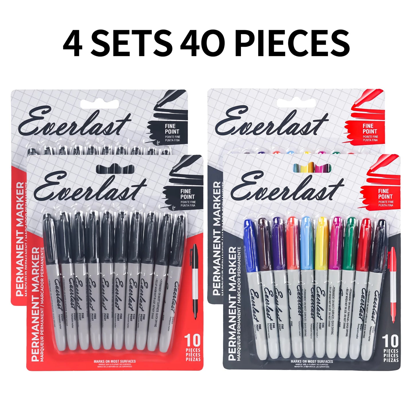 20/40/60-Pack Dual-Tip Permanent Markers