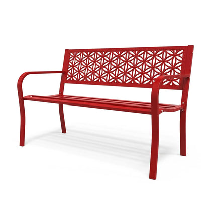 Metal Garden Bench Floral Back with Color Options