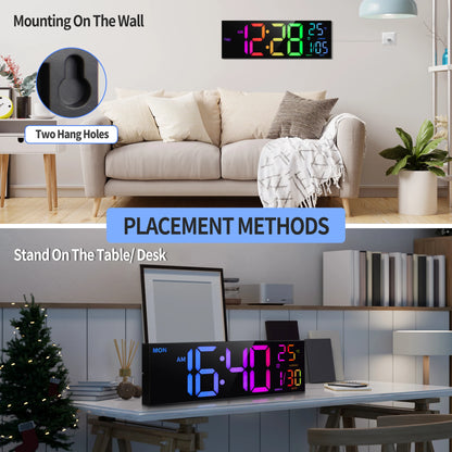 Large Digital Wall Clock, Big LED Display with Remote