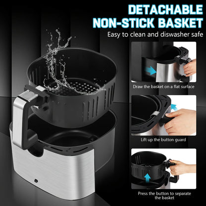 Large Air Fryer, 1500W 7QT Adjustable Temperature 100-400°F