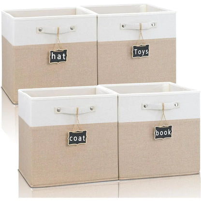 Large Fabric Linen Storage Bins 【4-pack】