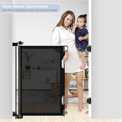 Retractable Baby/ Pet Gate, 34in Extra Tall and 71" Wide with Auto-Lock