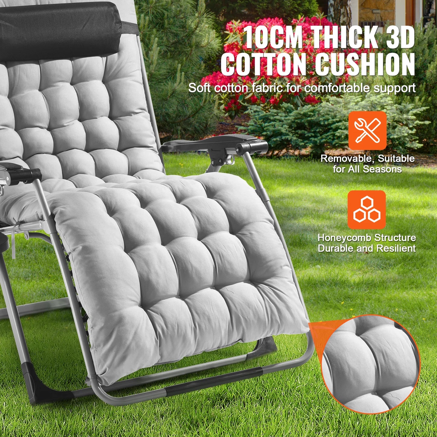 Zero Gravity Chair with Cushion Footrest and Cupholder